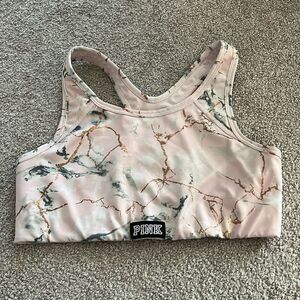 Victoria’s Secret PINK Marble Sports Bra Pastel Gym Top Racerback Size Large Y2K